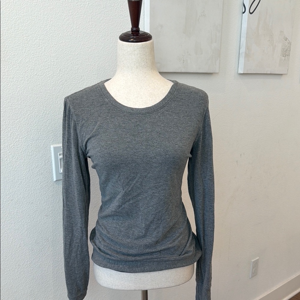 Women's Charcoal Long Sleeve Crew Neck Top - Classic Staple